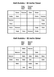 spanish verb sudoku tener ir ser estar hacer and saber