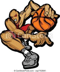 Draw a circle for the head and then add a vertical line for the helmet. Basketball Player Cartoon Dribbling Cartoon Vector Image Of A Basketball Player Holding Basketball Canstock