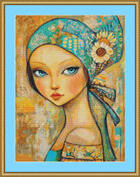 Colourful Head Scarf Chairs Cross Stitch Pattern