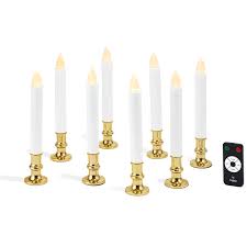 Lights Com Decor Flameless Candles Flameless Taper Candles White 7 Flameless Resin Taper Candles With Removable Gold Bases Set Of 8