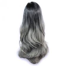 Black and violet purple dip dyed two tone hair extensions seen on jessie j. Wiwigs Wiwigs Gorgeous Long Wavy Wig Grey Off Black Dip Dye Ombre Hair Uk
