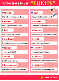 Another Word For Funny List Of 95 Synonyms For Funny 7esl English Conversation Learning English Vocabulary Words Learn English Words