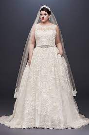 Beaded Lace Pleated Skirt Plus Size Wedding Dress David S Bridal Wedding Dresses Lace Ball Gowns Wedding Wedding Dresses Plus Size