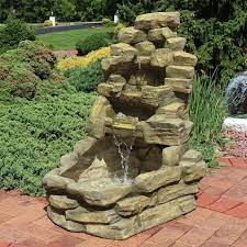 Diy backyard fountains and waterfalls. Sunnydaze Decor 37 Stone Falls Outdoor Rock Waterfall Fountain