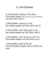 5 Little Bubbles Poem Fingerplay From Kindergarten Nana Classroom Songs Kindergarten Songs Preschool Poems