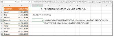 ⋔ anzahl tage zwischen zwei daten berechnen excel berechnen des unterschieds zwischen zwei datumsangaben excel ~ berechnen sie die anzahl. Excel Anzahl Der Personen Einer Altersgruppe Ermitteln Datedif At Excel Blog Andreas Thehos