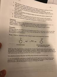 Solved Grignard Reagent The Grignard Reagent Preparation Chegg Com