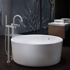 A freestanding bathtub as a statement piece in the bathroom typically relies on space for full effect. Maykke 59 Heiwa Round Bath Acrylic Japanese Soaking Tub With Overflow Freestanding Bathtub For Bathroom Shower Drain Included White Oma1023001 Buy Online In Sweden At Sweden Desertcart Com Productid 82508355