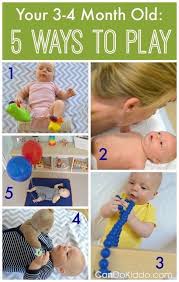 Here are a couple unique ideas for you: Baby Milestones Play Ideas For 3 4 Month Olds Cando Kiddo Baby Play Activities Infant Activities 4 Month Old Baby