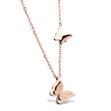 Rose Gold Butterfly Pendant Necklace Stainless Steel Fashion Women Jewelry Black Hills Gold Jewelry Butterfly Pendant Necklace Stainless Steel Necklace