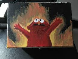Elmo On Fire Me On Box2019 Diy Canvas Art Mini Canvas Art Diy Art Painting