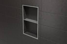 It can be laid on any surface that has already been tiled or at the same time as tiling, inside or outside the shower. Schluter Shelf N Shower Niche Shelves Tile This