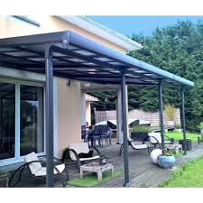 Tonnelle Adossee Aluminium Toit Polycarbonate 3 5x6 M Azura Pergola Pergola Shade Metal Pergola Diy