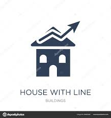 House Line Chart Icon Vector White Background House Line