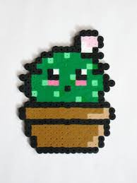 Kawaii Cactus With Pink Flower Perler Bead By Rainbowmoonshop 3 50 Hama Beads Design Diy Perler Beads Hama Beads Patterns