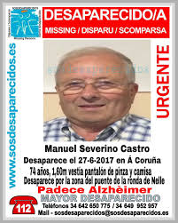 Buscan a Manuel Severino Castro, de 74 años, enfermo de Alzheimer,  desaparecido en A Coruña