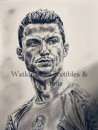 CRISTIANO RONALDO CR7 PENCIL DRAWING 9x12 ORIGINAL PORTRAIT SKETCH $28.00