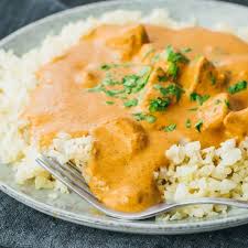 Slow Cooker Chicken Tikka Masala Recipe Plated With Cauliflower Rice Slow Cooker Tikka Masala Chicken Tikka Masala Recipes Recipes