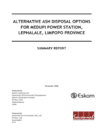 Skills and competencies • analytical skills Alternative Ash Disposal Options For Medupi Power Station Lephalale Limpopo Province