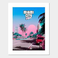 Grand theft auto vice city stories gta ps2 werbeblatt gerahmt poster ad framed. Miami City Gta Vc Miami Vice Posters And Art Prints Teepublic
