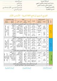 توزيع سنوي كتابي في اللغة العربية 1 ابتدائي