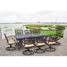 9 Piece Dining Set With Eight Swivel Dining Chairs And A Large Dining Table Patio Dining Set Outdoor Dining Set Swivel Dining Chairs