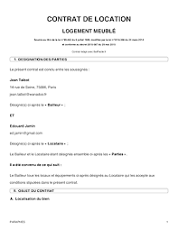 Contrat De Location Meublee Modele Gratuit Conforme 2019 Bailfacile Contrat De Location Contrat Location