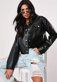 Black Croc Faux Leather Cropped Jacket Sponsored Faux Affiliate Croc Black Cropped Faux Leather Jacket Clothing For Tall Women Leather Shirt Dress