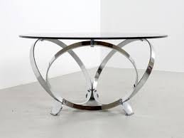 Round Glass And Chrome Coffee Table