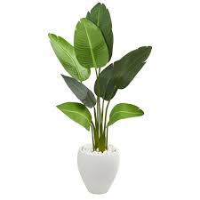 Bird Of Paradise Home Depot Canada Nearly Natural Indoor 4 Ft Travelers Artificial Palm Tree In Oval Planter 5664 The Home Depot Travellers Palm White Planters Artificial Tree
