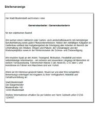 Im rahmen der ausbildung erwerben angehende gärtner / gärtnerinnen das notwendige fachwissen und die jeweiligen techniken im umgang mit pflanzen. Bewerbung Gemeindearbeiter Ungekundigt Berufserfahrung Nur 6 89 Zum Download