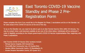 Ontario phase 2 vaccination plan: Naheed Dosani On Twitter Toronto If You Are 16 59 Years Old Able To Get To An East Toronto Covid19 Vaccine Clinic Within 30 Minutes Sign Up Here To Be On A