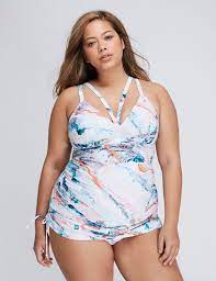 Strappy Swim Tankini Top With Built In No Wire Bra Cacique Plus Size Swimwear Plus Size Swimsuits Women S Plus Size Swimwear