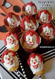 Pennywise Clown Cookies And Cookie Pops Scary Cake Pops Halloween Food For Party Clown Cupcakes