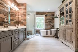 Clean and bright gray and white bathroom. Striking Rustic Master Bathroom Remodel Rustic Bathroom Dc Metro By Abbey Design Remodel Houzz