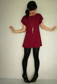 Black And Burgundy Dress Red Maroon Dress Black Tights Fall Dress Outfit Maroon Dress Maroon Dress Outfit