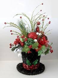 Amazon Com Christmas Decor Centerpiece Snowman Hat Holiday Table Decor Artificia Christmas Flower Arrangements Christmas Arrangements Christmas Centerpieces