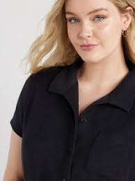 Time and Tru Women's and Women's Plus Terry Camp Shirt, Sizes S-2X