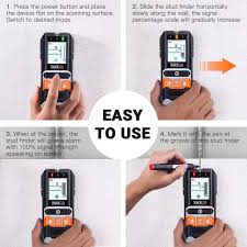 The inbuilt spirit level ensures you're at the right angle. Stud Finder 5 In 1 Multi Functional Center Finding Wall Scanner Detec Tacklife Tools