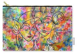 Radha Krishna Holi Abstract Carry-all Pouch for Sale by Manjiri Kanvinde