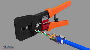 Each plug has eight locations spaced about 1 mm apart into which individual wires are inserted using special cable crimping tools. Easy Way To Crimp Pass Through Rj45 Connectors Using Heavy Duty Crimp Tool For Network Connection Youtube