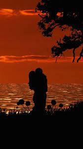Romantic Couple Silhouette Sunset Art 1080x1920 Wallpaper Sunset Silhouette Sunset Silhouette