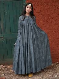 Grey Mulmul Tiered Maxi Dress Long Linen Dresses Maxi Dress Gathered Dress