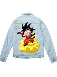 A battle jacket is seen in the background of the red ribbon army headquarters battle stage in the arcade game dragon ball z 2: Dragon Ball Z Goku Art Shirt Jacket In 2021 Jackets Diy Denim Jacket Hand Painted Denim Jacket