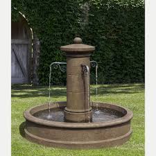 You'll need a larger space for the significant footprint of this fountain. Avignon Large Outdoor Water Fountain Spigot Kinsey Garden Decor