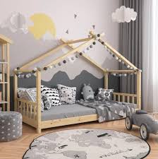 Teepee Tent Toddler Bed Frame Kids Wooden House Cabin Montessori Floor Bed Childrens Nursery Wohnideen House Beds For Kids Kids Bed Design Toddler Bed Frame