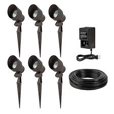 Led Landscape Lighting Kit 6 Integrated Led Spotlights Low Voltage Transformer Super Bright Leds