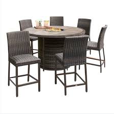 All Weather Wicker Is Resistant To Fading Stains Mildew And Stretching 7pc Counter Height All Weath Fire Pit Dining Set Outdoor Furniture Sets Outdoor Patio