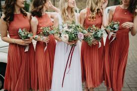 Industrial Wedding At 92 Burton Road Sheffield With Bride In Vera Wang Orange Bridesmaid Dresses Bridesmaid Dress Color Schemes Rust Bridesmaid Dress