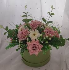 Check spelling or type a new query. Rose Gerbera Artificial Flowers In Sage Green Hatbox Sianee S Flowers